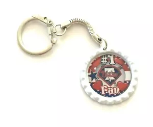 #1 Phillies Fan Bottle Cap Llavero en tono plateado - Imagen 1 de 1