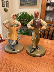 VTG Large Chalkware Figures of Dancing Woman and Man Marked G.M.T - Picture 1 of 10