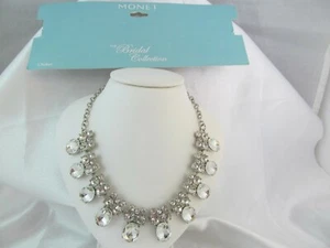 NWT MONET BRIDAL COLLECTION SILVER & CLEAR RHINESTONE CHOKER NECKLACE, Stunning - Picture 1 of 8