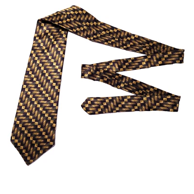 Jhane Barnes Tie Men's Bronze Geometric 100% Silk Necktie Handmade In Japan - Image 1 of 4