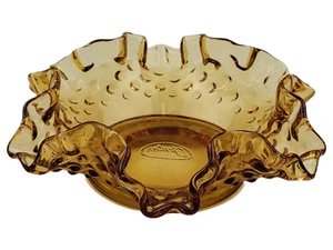 Fenton Amber Ruffled Edge Hobnail 6-inch Wide Small Candy Dish - Picture 1 of 5