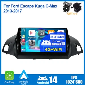 Radio Carplay de coche de 9"" para Ford C-MAX Escape 13-17 Android 14 GPS NAVEGACIÓN IPS 8+256G - Imagen 1 de 16