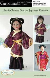 PATTERN 005 Hanfu Vestito Cinese Kimono Carpatina Giapponese 18" AG e Bambole Slim - Foto 1 di 3