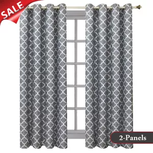 2 Panels 52 x 96" Lava Gray Room Darkening Meridian Window Drapes & Curtain - Bild 1 von 6