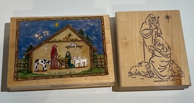 Stamping’ Up! Stamps Happen Mounted Rubber Stamps Lot Of 2 Nativity Scene - Image 1 of 4