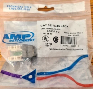 AMP NetConnect 406372-2 CAT 5E RJ45 Jack  Black - Picture 1 of 2