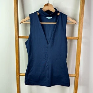 Kookai Top Womens 1 Blue Sleeveless V-Neck Collar - Picture 1 of 9