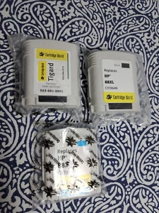 Cartuchos de tinta negros (2) y cian (1) para HP C9396AN y c9391an 88xl c - Imagen 1 de 2