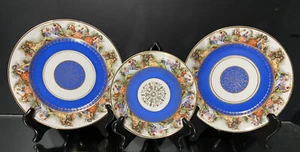 Dresden Style Plates...Courting Scenes on Border...Floral Back..See Description - Picture 1 of 11