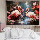 Tropical Jungle Floral Pink Flamingos Tapestry Wall Hanging Bedroom Dorm Decor