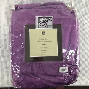 Concierge Collection Throw & Bootie Set Soft Plush Purple 1 throw 1 pair booties - Picture 1 of 5