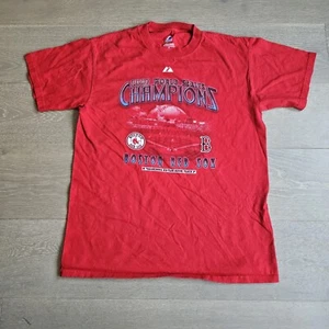 Boston Red Sox 2007 Majestic Adult T-Shirt Medium Red World Series Champions J1a - Picture 1 of 9