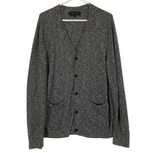 Rag & Bone Cardigan Sweater Mens Size Large V Neck Button Down Pockets Gray Grey - Picture 1 of 7