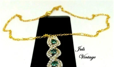 COLLANA '50 pendente in  GIADA e BRILLANTI sù lega ARGENTO-ORO GIALLO: FAVOLOSA! - Immagine 1 di 4