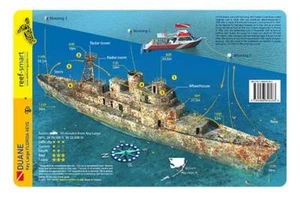 Duane Wreck Key Largo Florida Reef Smart Waterproof Dive Card - Picture 1 of 2