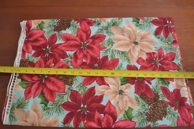 By 1/2 Yd, Poinsettias on Sea-Green Quilt Cottom, Moda/Sentimental Studios,M8278 - Image 1 of 4