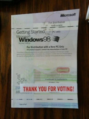 Microsoft Windows 98 Owner's Manual 2nd Edition PC Only X04-15747 w Product Key - Image 1 of 2