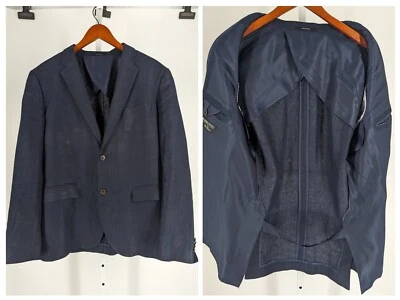 Blazer Chaqueta Club Monaco Baird McNutt Irlandés Lino Azul 2 Botones 44 R Grant Fit  Foto 1 de 4