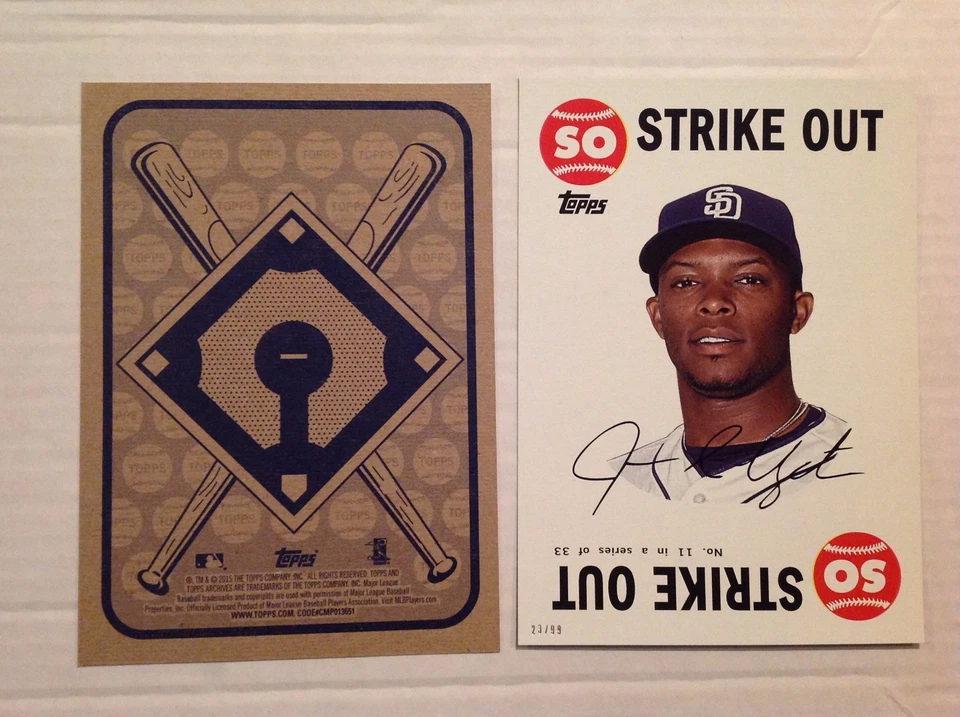 JUSTIN UPTON #11 Padres MVP #ed/99 made 2015 topps 5x7 Archives 1968 Retro - Image 1 of 1