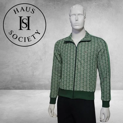 Nueva Sudadera Lacoste Para Hombres Calce Regular París Monograma Verde Cremallera Completa Talla Pequeña Foto 1 de 4