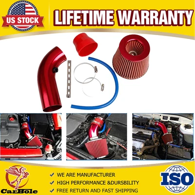 Car Cold Air Intake Filter Induction Pipe+Mounting Bracket Kit Flow Hose System - Image 1 of 4