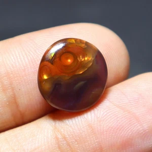 Agata di fuoco messicana 7,00 carati cabochon pietra preziosa rotonda 13X13X5MM - Foto 1 di 4