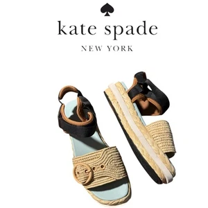 Kate Spade New York Acapulco Natural Gingerbread Platform Sandals Espadrilles 10 - Picture 1 of 10