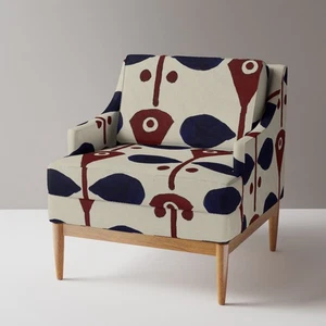 Scandi Floral Scandinavian Flowers Blue Printed Upholstery Fabric By the Yard - Picture 1 of 2