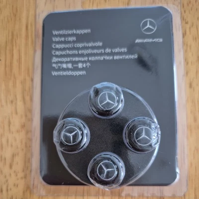 Mercedes Genuine Black Tyre Valve Dust Caps X4 - Image 1 of 4
