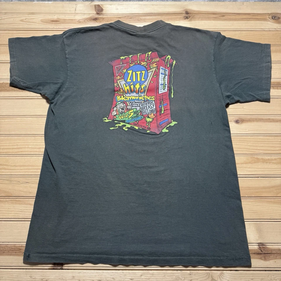 Vintage 90s Freshjive Streetwear Zitz Snack Slime Box USA Skate T-Shirt Size XL - Image 1 of 4