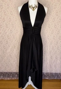 Vintage Handmade 1970s High Low Fit & Flare Opaque Ruched Cocktail Dress SZ S - Picture 1 of 15
