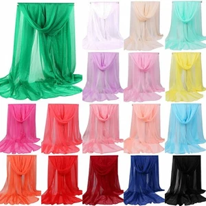 Women Plain Chiffon Wrap ShawlStole Scarf Scarves Beach Sheer Long Sarong Wrap▪ - Picture 1 of 30