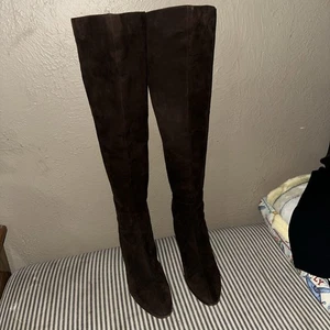 Helmut Lang Stiefel Damen Frauen Gr. 40,5 Wildleder schwarz hoch kniehoch 2" Absatz - Bild 1 von 12