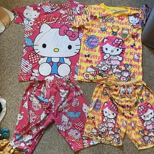 Girls Summer Outfit Set Hello Kitty And Friends S/M 8-10 2Shorts 2Shirts Casual - Picture 1 of 7