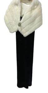 SARA BERNSHAW ARRUBA Navy Lace Up Velvet Dress With White Shrug Size EU 42 UK 16 - Bild 1 von 11