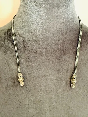 "Collar con soporte para gafas de plata vintage cadena cuerda marcasita 18,5""" Foto 1 de 4