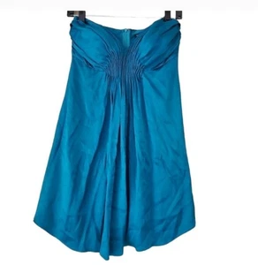 Mini vestido para mujer Minuet 100 % seda verde azulado sin tirantes fiesta boda Y2K - Imagen 1 de 10