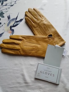 Mustard Yellow Leather Gloves From NEXT. Never Worn As Too Small For Me. - Picture 1 of 5