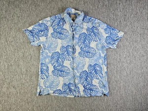Camicia Tommy Bahama XL 100% seta blu floreale campeggio Aloha tropicale hawaiana uomo - Foto 1 di 11