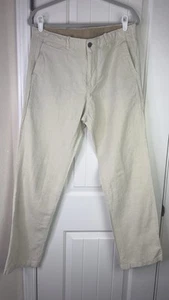 Gap Lived In Straight Khaki Hose Flachs Leinenmischung Herren Gr. 34x32 Beige Preppy - Bild 1 von 16