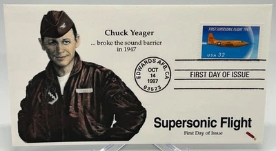 50th ANNIVERSARY FIRST SUPERSONIC FLIGHT CHUCK YEAGER PILOT 1997 FDC - Image 1 of 2