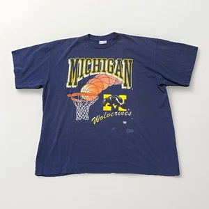 Camiseta DE COLECCIÓN Michigan Wolverines Hombres XXL 2XL Azul Puntada Única Hecha en EE. UU. 90s - Imagen 1 de 5