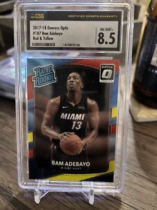 BAM ADEBAYO RC 2017 Donruss Optic Red Yellow Rated Rookie PSA 9 #187 Miami Heat