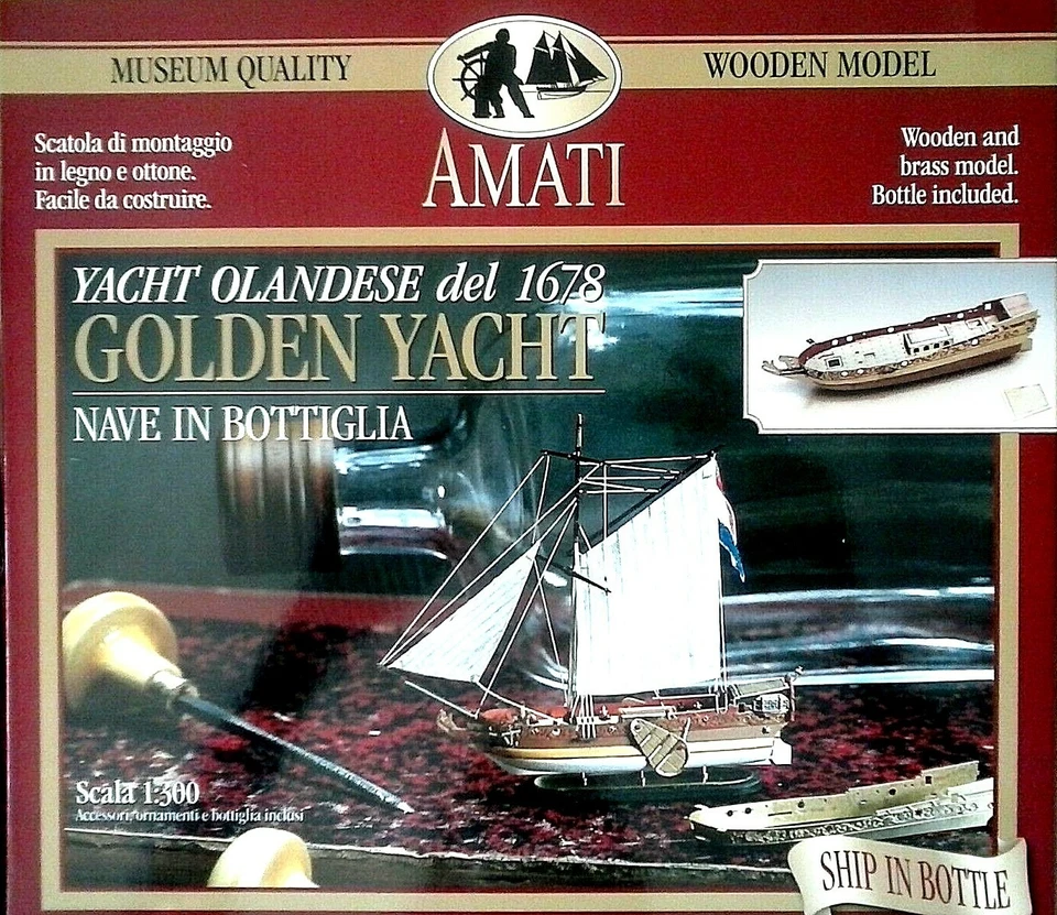 AMATI 1:300 KIT LEGNO E OTTONE  NAVE IN BOTTIGLIA GOLDEN YACHT DEL 1678 ART 1350 - Immagine 1 di 1