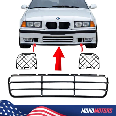 3 PCS GRILLE SET for BMW E36 M-TECH BUMPER SLAT TYPE & METAL FAST DELIVERY - Imagem 1 de 4