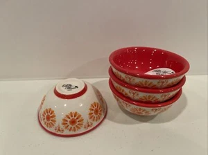 Pioneer Woman Floral Bursts Red Colorful Dipping Bowls Set of Four NEW - Picture 1 of 2