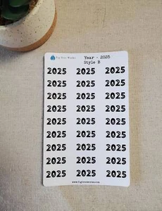 Year Stickers for Calendars, Planners, Journals Style B - Picture 1 of 6