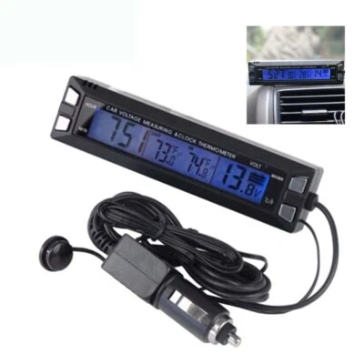 Multifunctional Car Luminous Clock Car Thermometer Voltmeter Temperature Alarm - Image 1 of 4