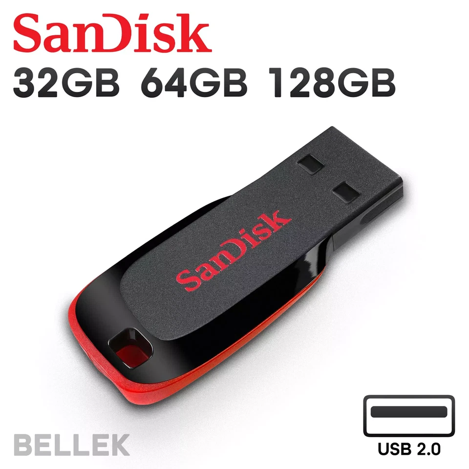 SanDisk USB Memory Stick Cruzer Blade 32GB 64GB 128GB 2.0 Flash Drive - Image 1 of 1
