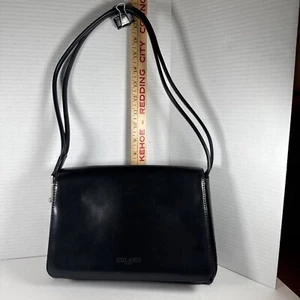 Stunning! Solano Paris Black Leather Shoulder Bag With Unique Adj. Strap EUC - Picture 1 of 12